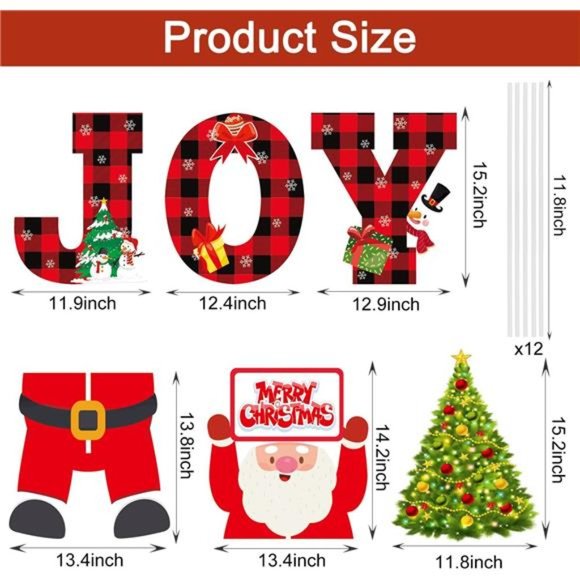 6Pack JOY Santa Claus Christmas Tree Yard Signs with Stakes...